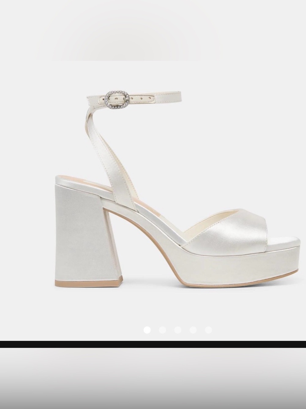 Dolce Vita Satin Ivory Platform Block Heel Sandals with Ankle Strap